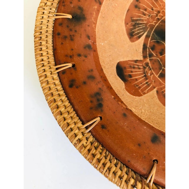 Late 20th Century Vintage Woven Rim Terra Cotta Pottery Turtle Tray For Sale - Image 5 of 7