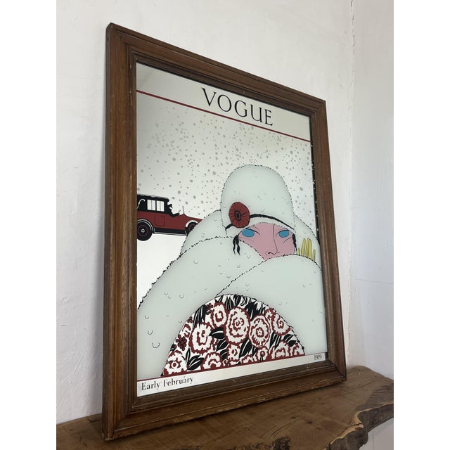 This is an exceptional find: a vintage Art Deco Vogue advertising mirror by Georges Lepape, a rare winter magazine...