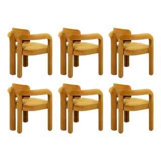 Double Arch Dining Chairs in Mustard Cotton Velvet from Insidherland, Set of 6 For Sale