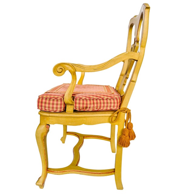 Early 20th Century Venetian Rococo / Louis Revival Style Yellow Wood Upholstered Accent Side Chairs - A Pair For Sale - Image 14 of 17