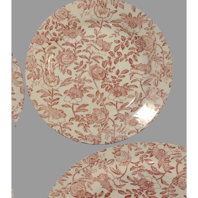 English Vintage Set of 4 English Churchill Pink Peony Toile Bowls For Sale - Image 3 of 8