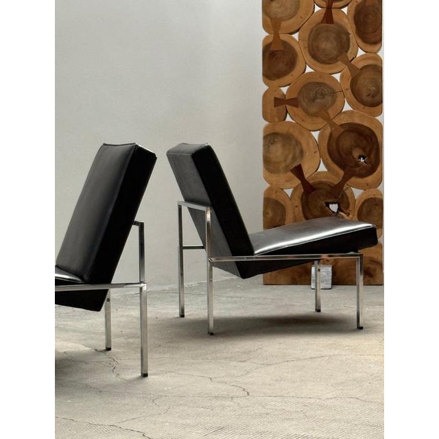 Set of Bauhaus Armchairs in Black Leather and Chromed Tubular Steel, 1960s For Sale - Image 4 of 13