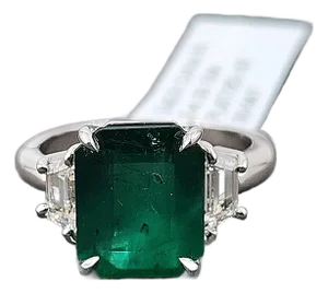 4.33 Ct Gia Certified Zambian Emerald & Diamond Ring, Size 7