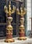 French French-Style Porcelain Vase & Pedestal Set – Burgundy Porcelain, Gold Leaf, Bronze & Ornate Candelabra For Sale - Image 3 of 3