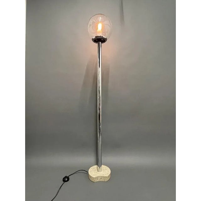 Travertine Floor Lamp, 1970s, in Very Good conditions. Designed 1970 to 1979 European Plug (up to 250V).The wiring of this...