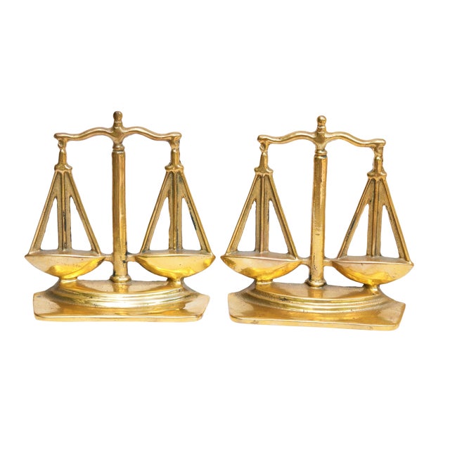 Scales of Justice Brass Book Ends a Pair Chairish