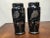 Japanese 1920s Black Glass Silver Overlay Japanese Style Vases-a Pair For Sale - Image 3 of 12
