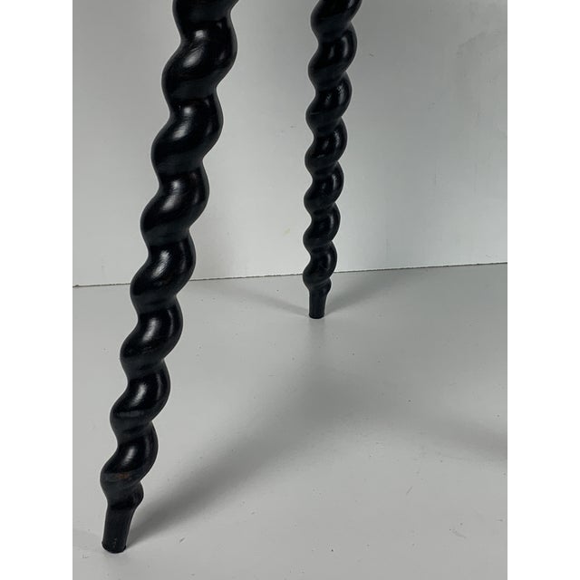 Mid-Century French Ebonized Turned Wood Side Table with Cork Screw Legs, 1950s For Sale - Image 6 of 15
