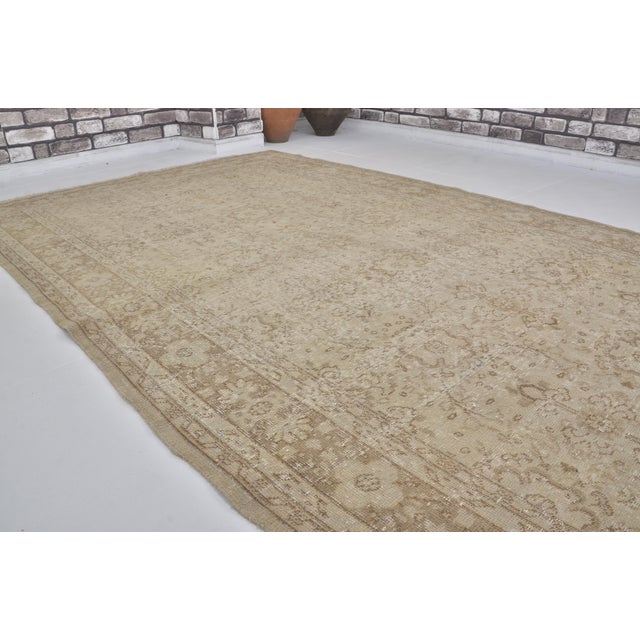 Textile Beige Handknotted Anatolian Vintage Carpet For Sale - Image 7 of 10