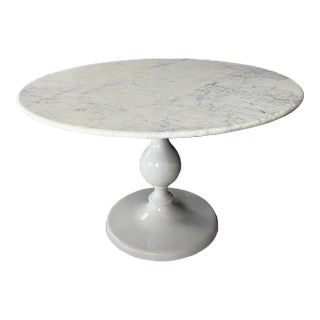 Italian Round Carrera Marble Top Dining Table For Sale