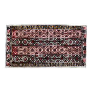 Hand-Woven Braided Small Rug Turkish Kilim Jajim Boho Doormat- 21″ × 39″ For Sale