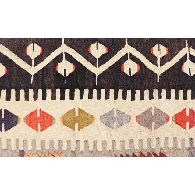 Mid 20th Century Colorful Vintage Turkish Flatweave Rug With All-Over Tribal Design For Sale - Image 9 of 12