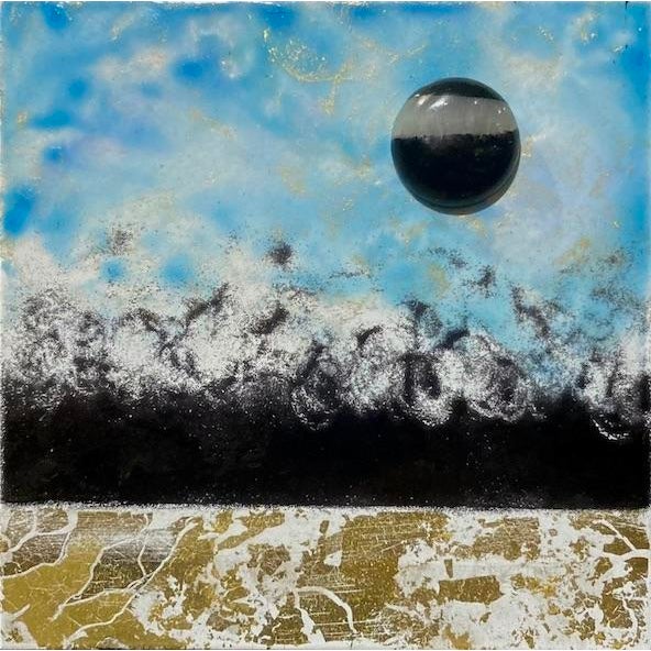 Contemporary "Black Moon" Contemporary Abstract Painting, Framed For Sale - Image 3 of 11