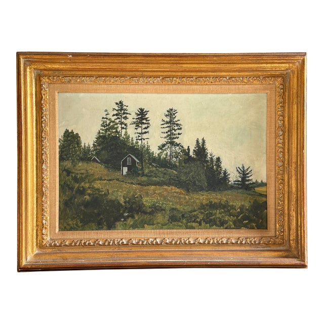 1960s "Field of Flowers, Maine" Original Oil Painting by Robert Solotaire. For Sale