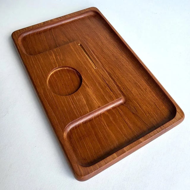 Wood 1970 Teak Wood Cheese/Charcuterie Board or Desk Organizer by Kalmar For Sale - Image 7 of 11
