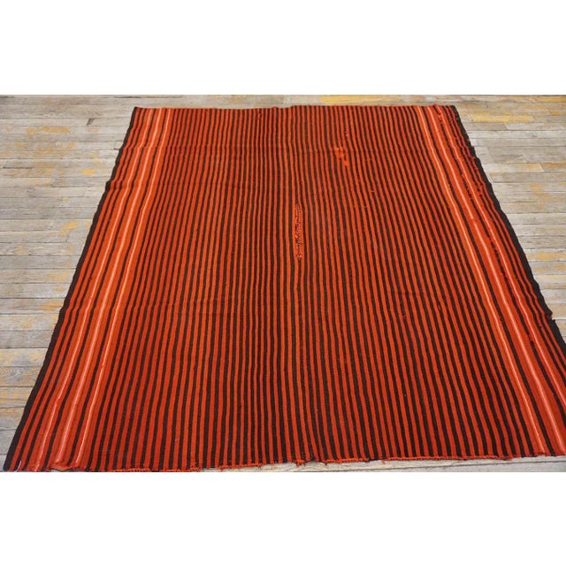 1920s 1920s Red Background Stripe Black and Ivory Desing Antique Navajo Rio Grande Rug For Sale - Image 5 of 17