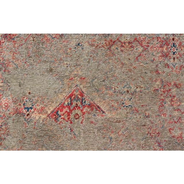Distressed and Rustic Looking Antique Persian Mahal Rug With Red 5'2 X 6'5 For Sale - Image 9 of 14