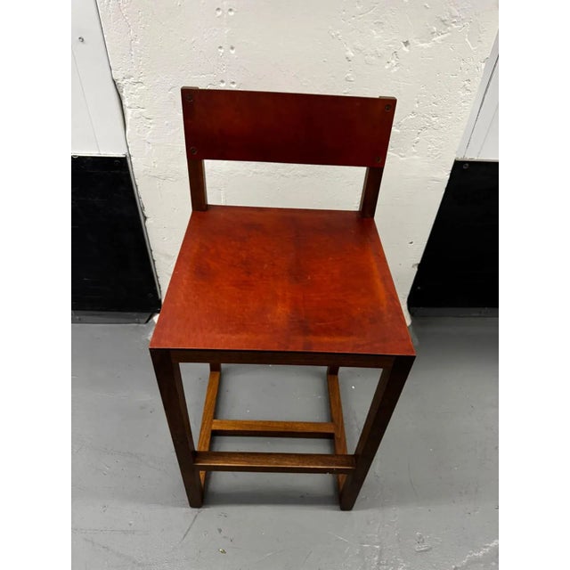 BDDW BDDW Original | Wood and Leather Guest Stool by Tyler Hays For Sale - Image 4 of 13