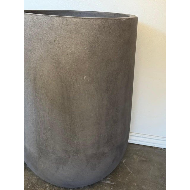 Pair of Monumental Tall Cylinder Planters - Dark Slate Gray Pots For Sale - Image 11 of 12