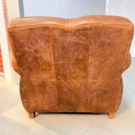 Restoration Hardware Mitchell Gold for Restoration Hardware Leather Club Chair Pair With Ottoman For Sale - Image 4 of 12