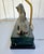 Vintage Stretching Lion Bronzed Metal and Marble Desk Writing Table Foyer Table Lamp For Sale In West Palm - Image 6 of 12