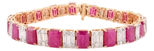 Statement 20.68 Ctw Ruby Diamond Engagement Tennis Bracelet