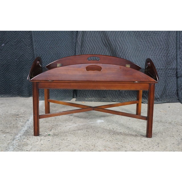 Vintage Statton Old Towne Cherry English Chippendale Style Butlers Coffee Table For Sale - Image 11 of 18