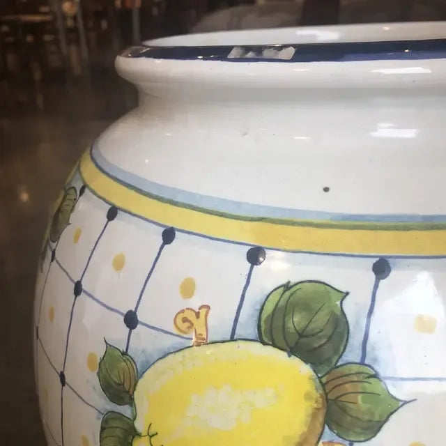 Yellow 1990s Vintage Italian Hand-Painted Ceramic Vase For Sale - Image 8 of 11