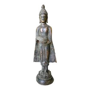 Small Antique Thai Bronze Healing Medicine Buddha Figure Statue