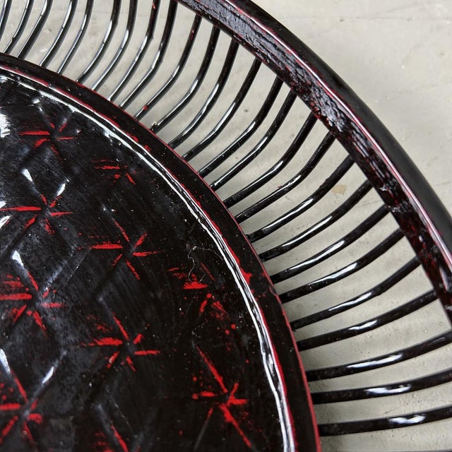 Rantai Lacquered Bamboo Obon Bowl, 1970s For Sale - Image 9 of 13