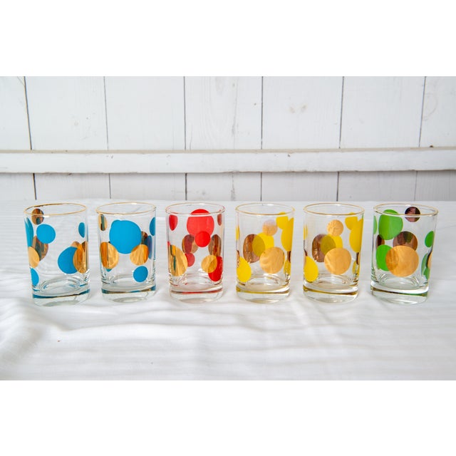 Vintage Mid-Century Modern Polka Dot Bar Glass Set, Glass 1950s - 19pcs For Sale - Image 10 of 13
