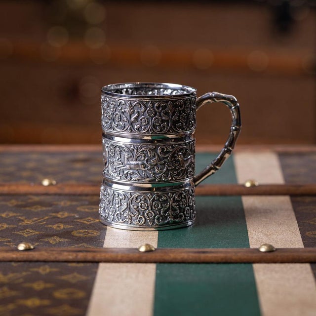 Antique 19th century indian kutch (cutch) solid silver mug. This exceptionally fine mug is finely decorated throughout...