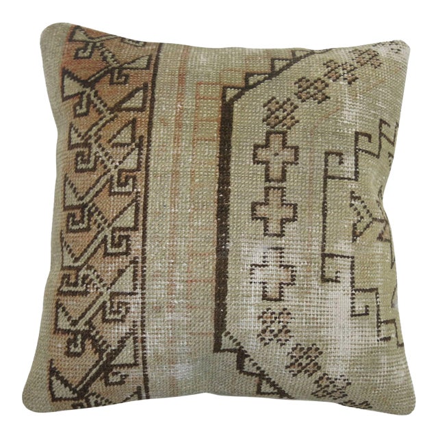 Shabby Chic Vintage Oushak Rug Pillow For Sale