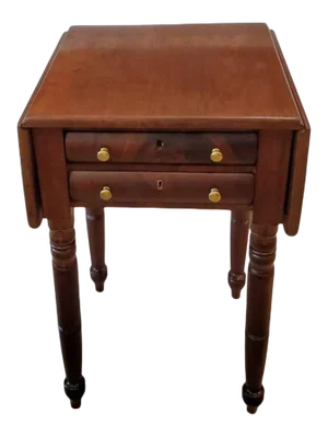 19th Century American Federal Period Sheraton Mahogany Drop Leaf Pembroke Work Table