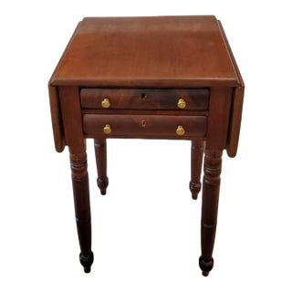 19th Century American Mahogany Drop Leaf Work Table For Sale