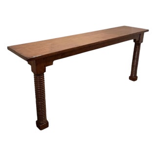 Late 20th Century Architectural Old World Mediterranean Solid Wood Console Table For Sale
