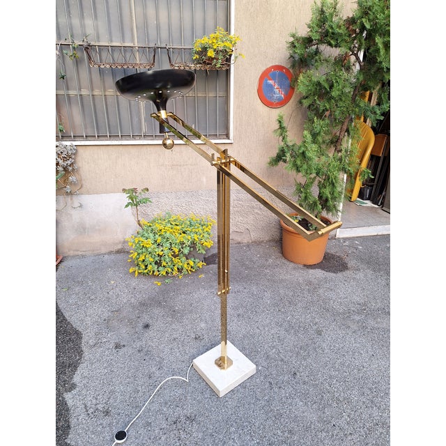 Vintage Tilting Model Floor Lamp in Polished Brass by Fedele Papagni, 1990s For Sale - Image 18 of 18