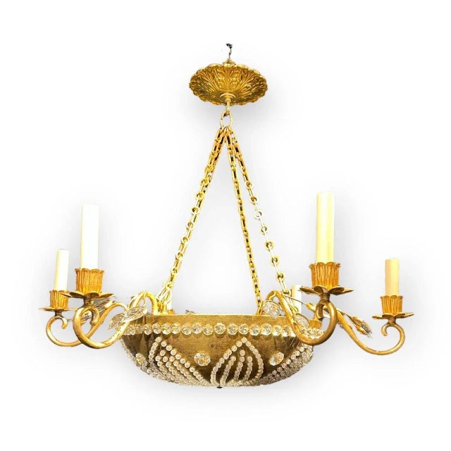 Metal 1940’s Bagues Beaded Crystal Light Fixture For Sale - Image 7 of 7