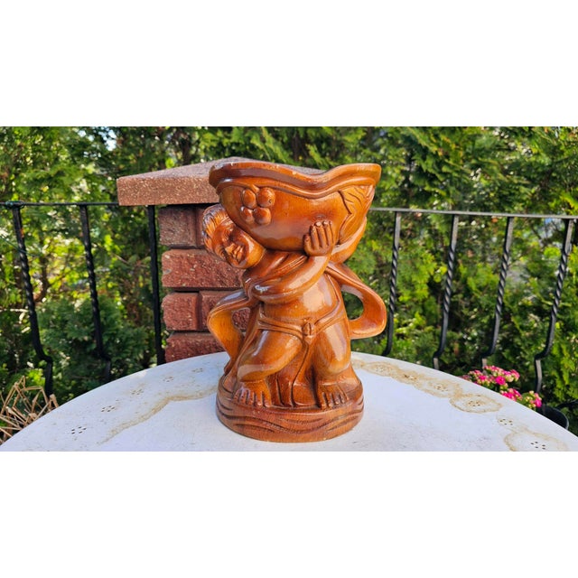 Carved Wooden Cherub Figurine with Bowl, 1950s-1960s For Sale - Image 11 of 11
