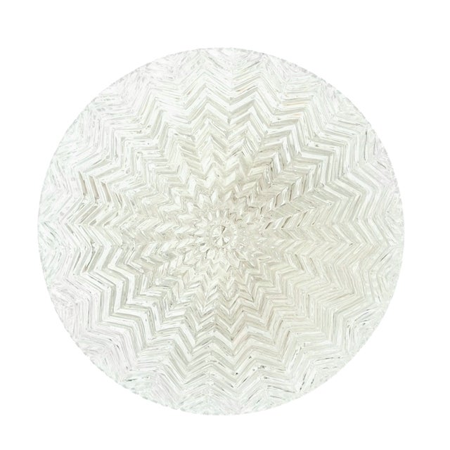 Mid-Century Art Deco Geometric Transparent Glass Flush Mount from Limburg, Germany, 1970s For Sale