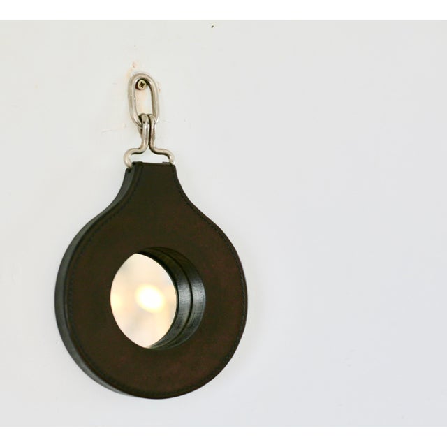 Vintage French Lancel Mirror in Leather and Wood, 1960s For Sale - Image 3 of 15