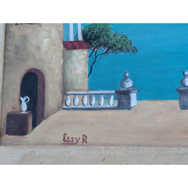 Wonderful painting signed "Essy R". Wood rustic frame.