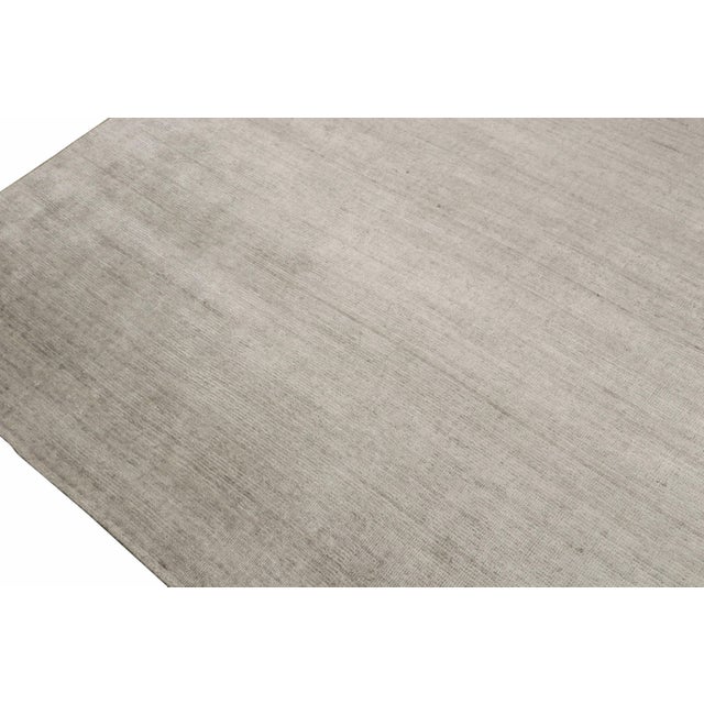 Rug & Kilim 2010s Rug & Kilim’s Plain Modern Rug in Solid Silver-Gray Tone-on-Tone - 13x20 For Sale - Image 4 of 6