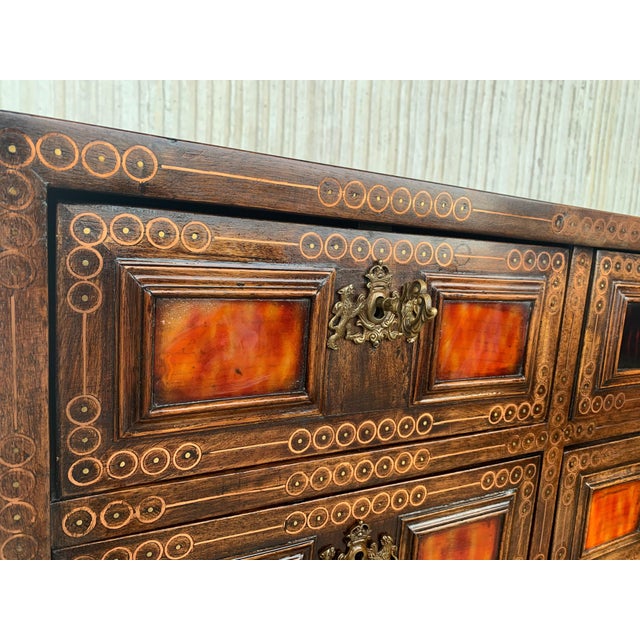 Brown 20th Italian Cabinet on Stand, Baroque Bargueno with Inlays & Mounts For Sale - Image 8 of 18