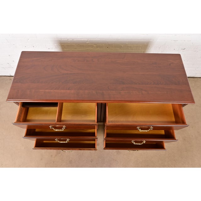 Ethan Allen Georgian Solid Cherry Wood Double Dresser or Chest of Drawers, Newly Refinished For Sale In South Bend - Image 6 of 12