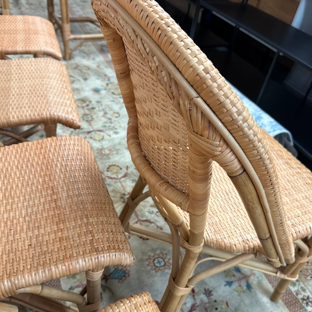 Serena & Lily Sunwashed Rivera Rattan Dining Side Chairs, Set of Five For Sale - Image 12 of 12