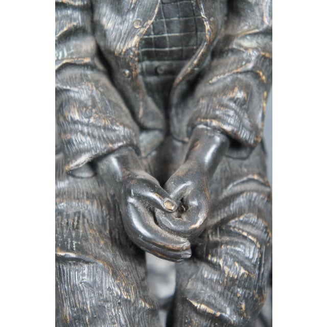 Late 19th Century Vintage Bronze Boy Fishing After Friedrich Goldscheider Sculpture Figurine For Sale - Image 10 of 12