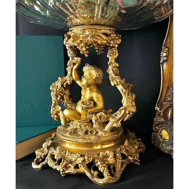 Antique Baroque Brass Putti Cherub Bowl Flower Candle Holder Vase Rocco Italian For Sale - Image 12 of 13
