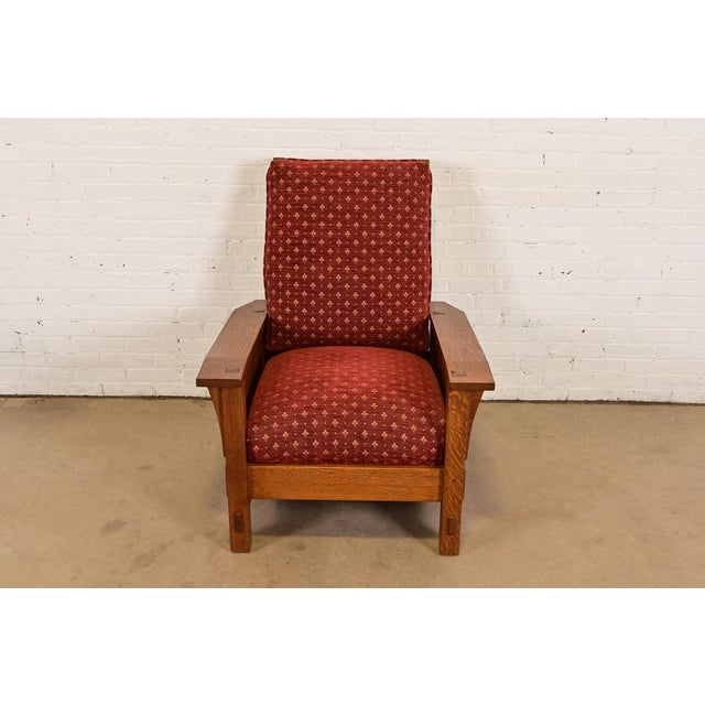 Mission Stickley Mission Oak Arts & Crafts Reclining Morris Lounge Chair For Sale - Image 3 of 13