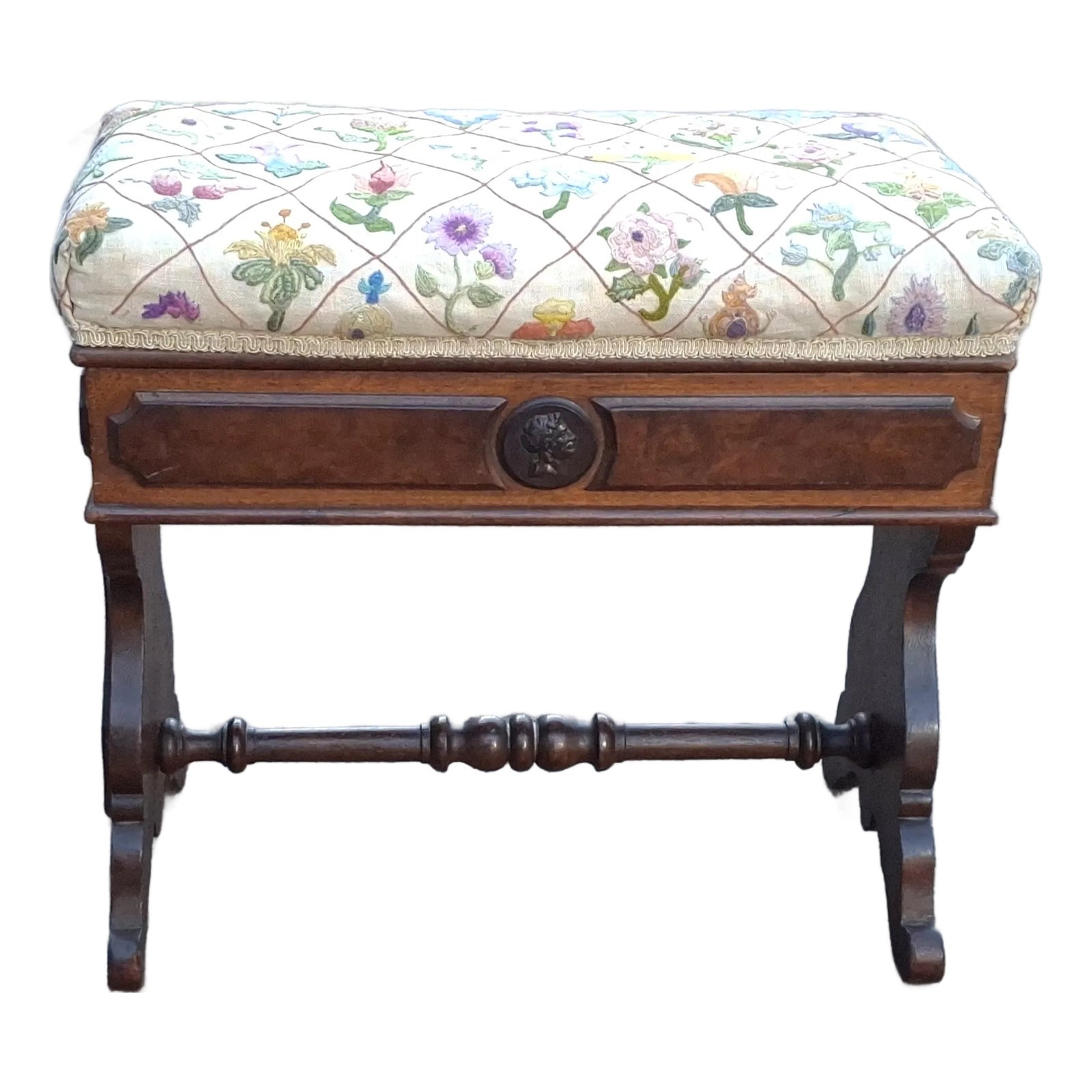 Late 19th Century American Empire Mahogany and Needlepoint Upholstered ...